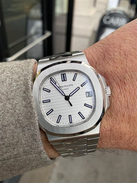 patek philippe white nautilus|patek philippe nautilus white face.